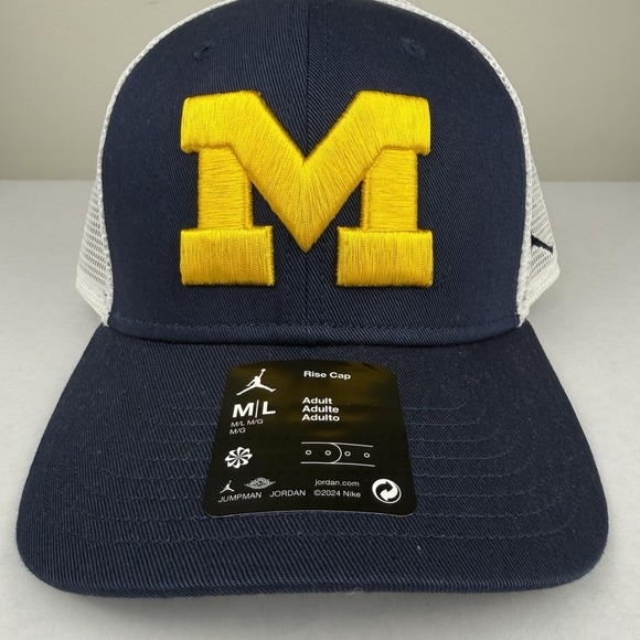 Nike Jordan NWT Michigan Wolverines Rise Hat Cap Adult M/L Mesh Adjustable - Picture 6 of 9